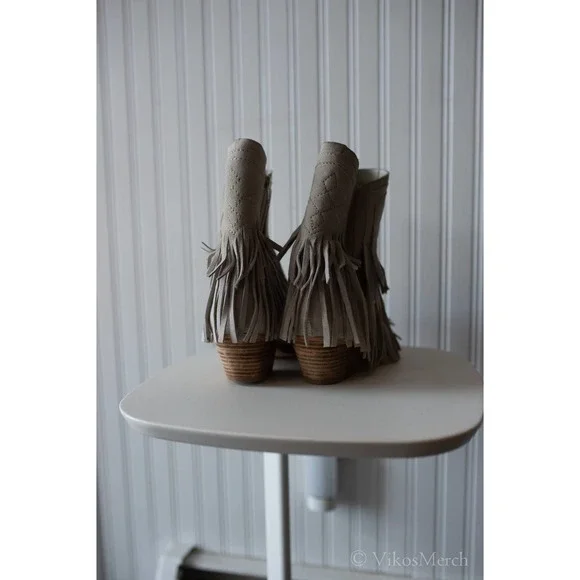 Free People Lawless Fringe Western Boots Size 39 Bone - Picture 4 of 6